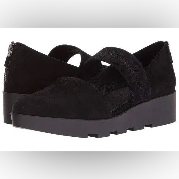 EILEEN FISHER Black Marlow Mary Jane Wedge Loafers - Picture 5 of 8